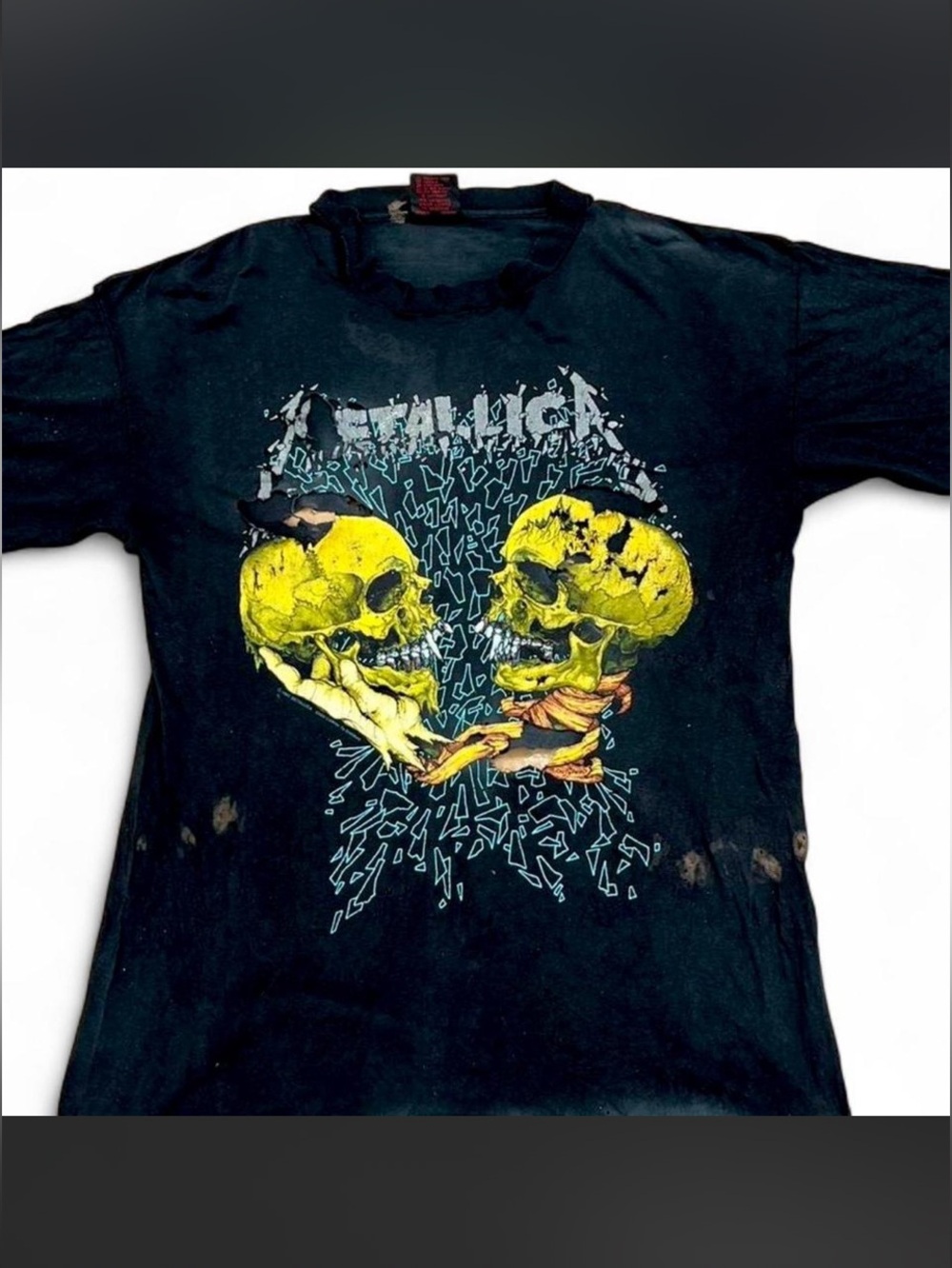 VTG 1991 Metallica Sad But True Pushead Shirt Large Red Black Tag Thrashed OG